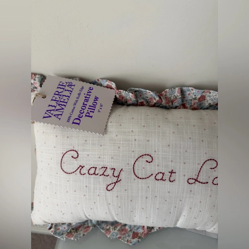 Viral Crazy Cat Lady embroidered accent Pillow